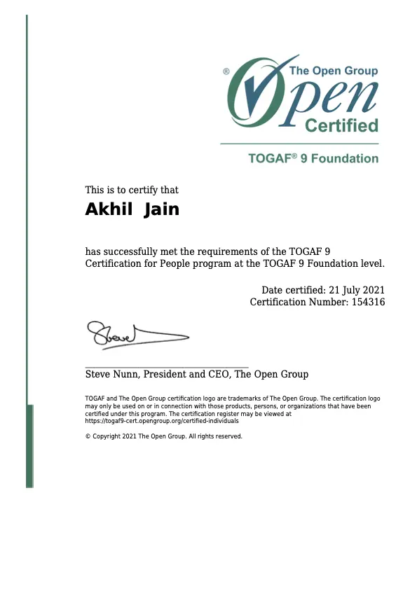 Togaf2 Cert